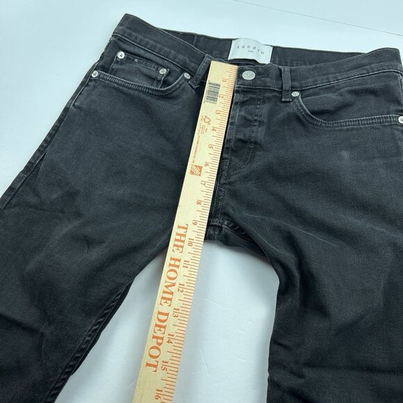 Sandro Paris Womens Jeans Size 31 Dark Wash Skinny Button Fly Black - Picture 14 of 16